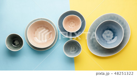 Blue, grey and beige dinnerware Blue, grey and beige dinnerware 48251322
