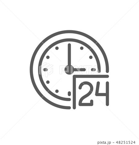 24 hours service, support time line icon. Isolated on white background 24 hours service, support time line icon. Isolated on white background 48251524