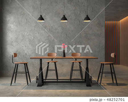 Loft style dining room 3d render 48252701