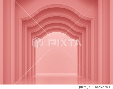 Coral pink classical interior space 3d render 48252703