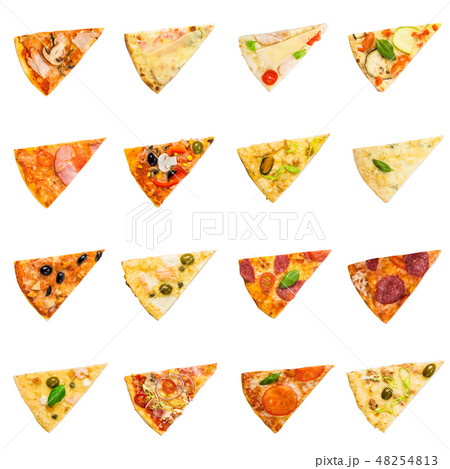 Set of pizzas segments, top view Set of pizzas segments, top view 48254813