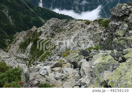 剣岳　山頂への道　山頂直下　カニのタテバイ　 48256110