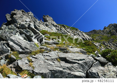 剣岳　山頂への道　山頂直下　カニのタテバイ　 48256111