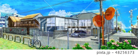 住宅地 背景 3d 横のイラスト素材