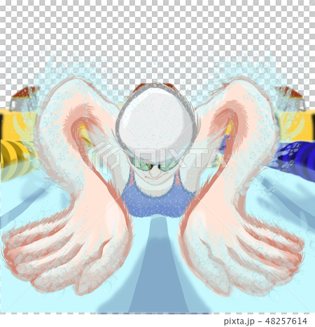 女游泳運動員蝴蝶前面 女游泳運動員蝴蝶前面 48257614