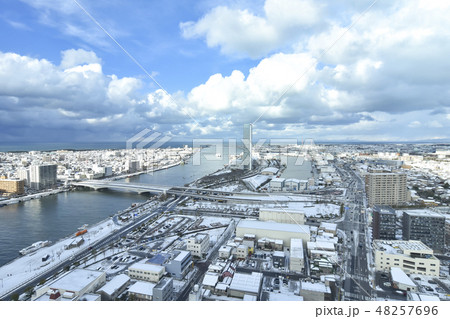 冬の新潟市風景(メディアシップ展望フロアから北側の眺望) 48257696