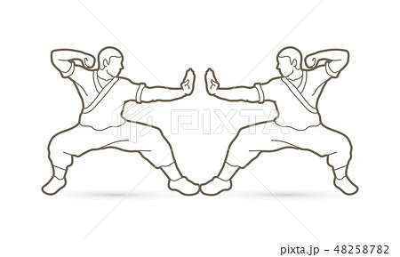 Kung fu action ready to fight graphic vector Kung fu action ready to fight graphic vector 48258782