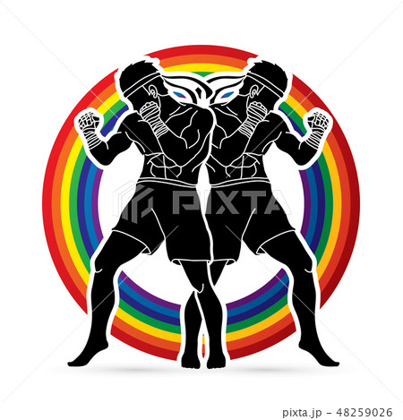 Muay Thai, Thai boxing standing ready to fight   48259026