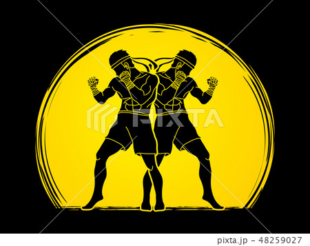 Muay Thai, Thai boxing standing ready to fight Muay Thai, Thai boxing standing ready to fight 48259027