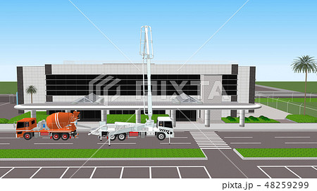ポンプ車打設３のイラスト素材