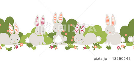 Bunny seamless vector border. Cute bunnies repeat 48260542