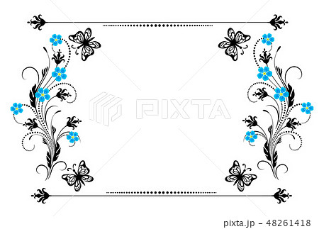 Set vintage ornament with forget me not flowers 48261418