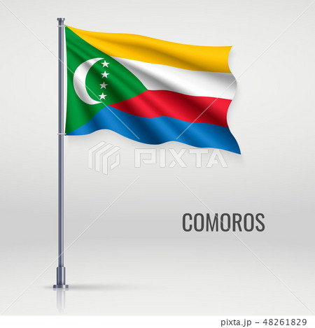Waving flag on flagpole Waving flag on flagpole 48261829