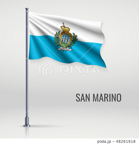 Waving flag on flagpole. Waving flag on flagpole. 48261918
