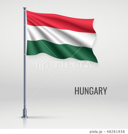 Waving flag on flagpole. Waving flag on flagpole. 48261938