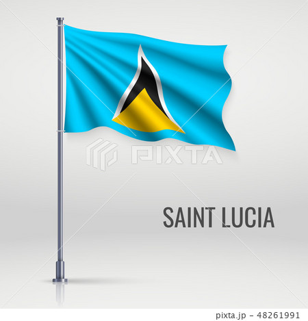 Waving flag on flagpole Waving flag on flagpole 48261991