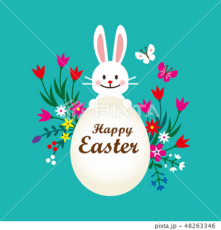 Easter bunny & beautiful flowers Easter bunny & beautiful flowers 48263346