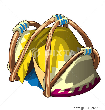 Tent with protective wooden arcs isolated on white background. Vector cartoon close-up illustration. Tent with protective wooden arcs isolated on white background. Vector cartoon close-up illustration. 48264408