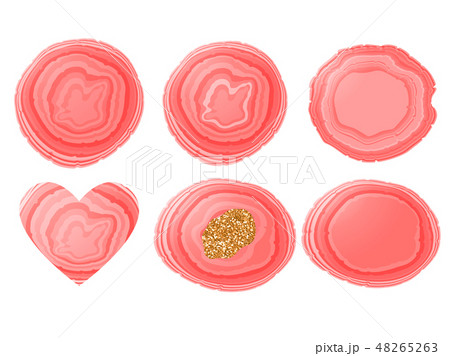 Vector Set Stone slice trendy coral orange color. 48265263
