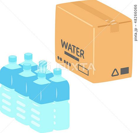 ペットボトル入りの水1ケースのイラスト素材 ペットボトル入りの水1ケースのイラスト素材