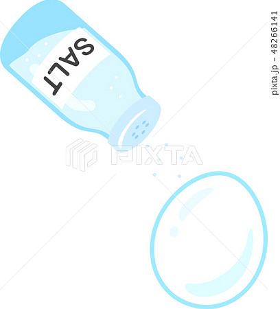 ゆで卵に振りかけられる塩のイラスト素材
