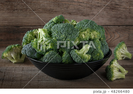 Broccoli florets in a bowl 48266480
