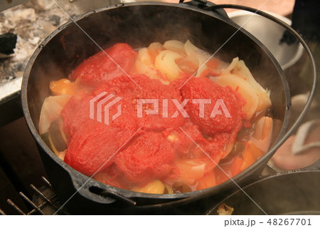 ダッチオーブン 鶏の丸焼き ダッチオーブン 鶏の丸焼き 48267701