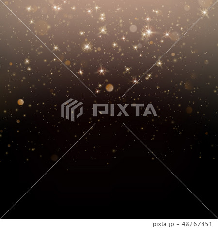 Gold glittering star dust sparkling particles on dark background. EPS 10 48267851