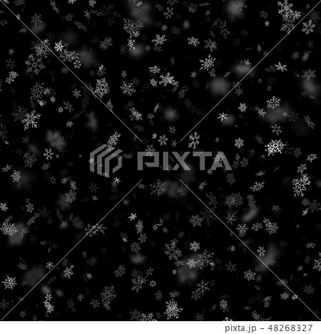 Christmas, New year snowflakes stars on a black background. Falling snow template. EPS 10 48268327
