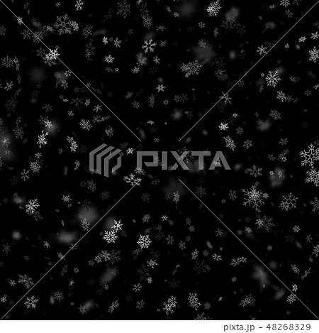 Christmas, New year snowflakes stars on a black background. Falling snow template. EPS 10 48268329