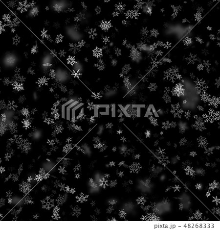Christmas, New year snowflakes stars on a black background. Falling snow template. EPS 10 Christmas, New year snowflakes stars on a black background. Falling snow template. EPS 10 48268333
