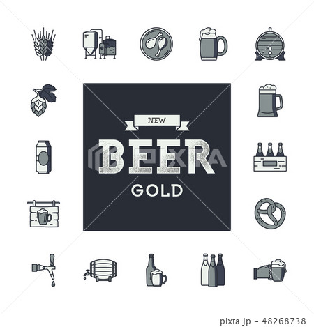 Set of beer icons in retro style. Logo for pub, bar, craft beer brewery. Set of beer icons in retro style. Logo for pub, bar, craft beer brewery. 48268738