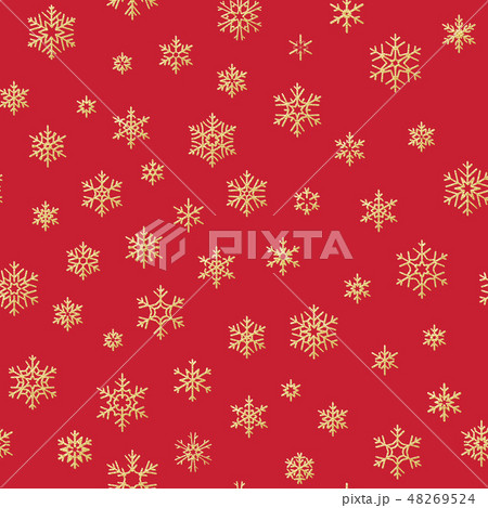 Gold snowflakes seamless pattern on a red background. EPS 10 48269524