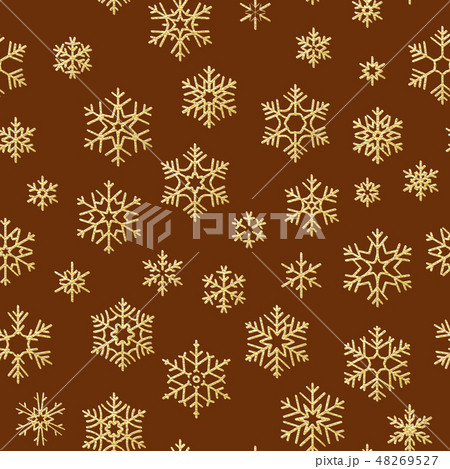 Seamless pattern with golden snowflakes on red background for Christmas or New Year holidays. EPS 10 48269527