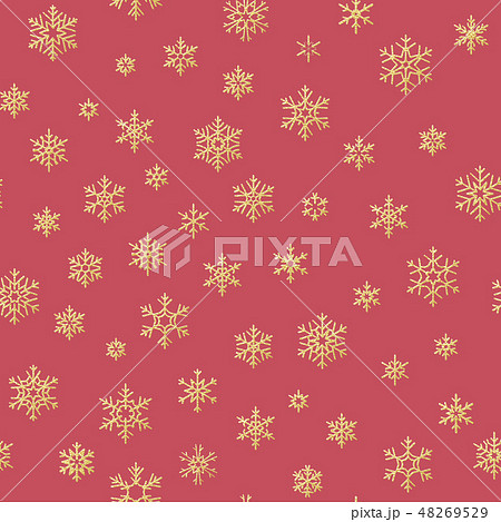 Gold snowflakes seamless pattern on a red background. EPS 10 48269529