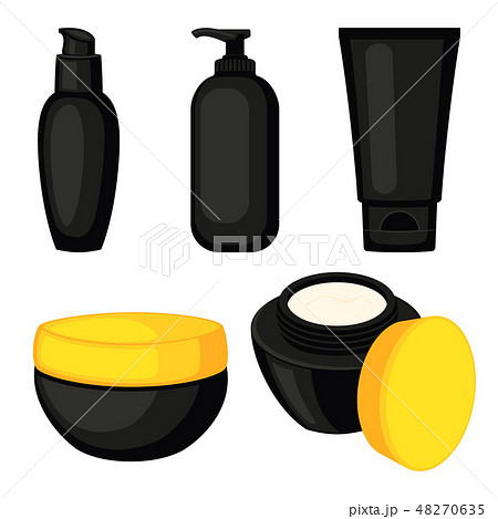 Colorful cartoon cosmetic bottles set Colorful cartoon cosmetic bottles set 48270635