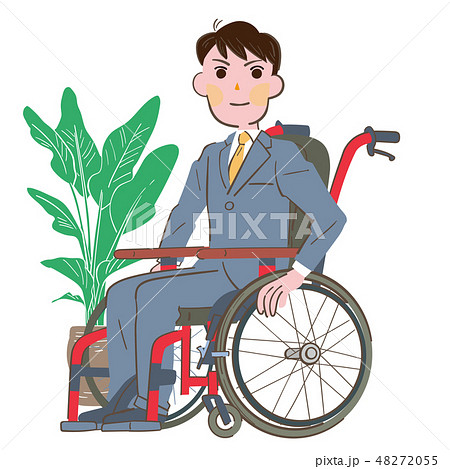 車椅子に座るスーツを着た若い男性のイラスト素材 4755