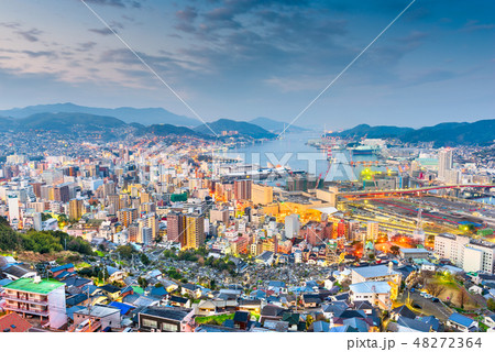 Nagasaki, Japan downtown skyline over the bay 48272364