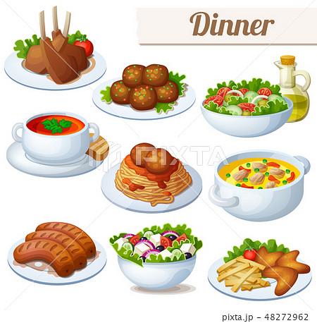 Set of food icons isolated on white background 48272962