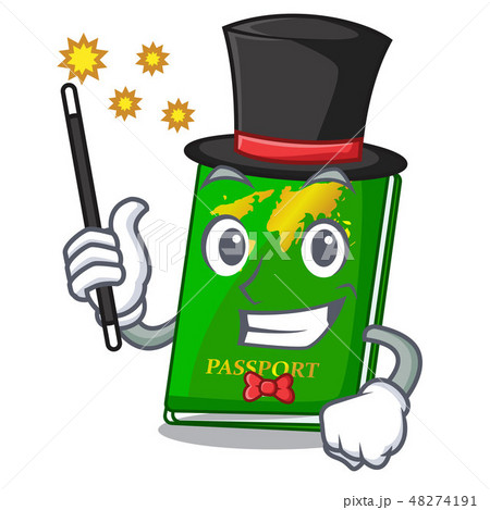 Magician green passport on the mascot table Magician green passport on the mascot table 48274191