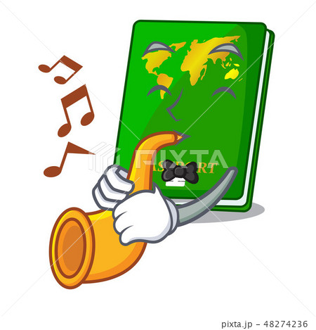 With trumpet green passports isolated in the cartoons 48274236