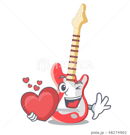 With heart character electric guitar in wooden shape 48274902