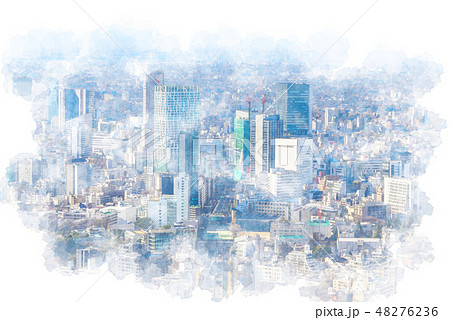 東京の風景　水彩画風 48276236