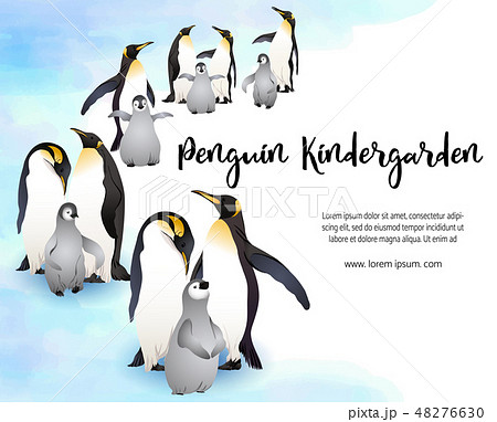 Emperor penguins family with slogan 48276630