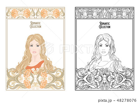 Portrait of a woman with long hair. Vector. 48278076