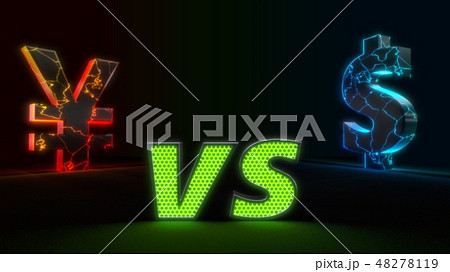 economic war concept with glowing currencies. yuan versus dollar. 3d illustration economic war concept with glowing currencies. yuan versus dollar. 3d illustration 48278119