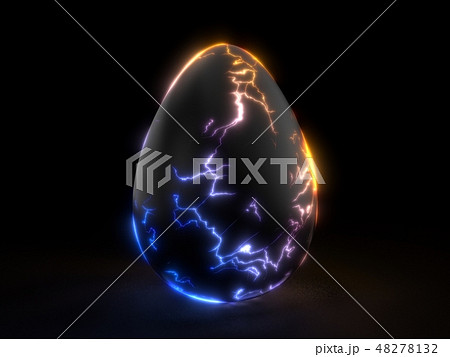 fracturing black egg in the dark. 3d illustration. fracturing black egg in the dark. 3d illustration. 48278132