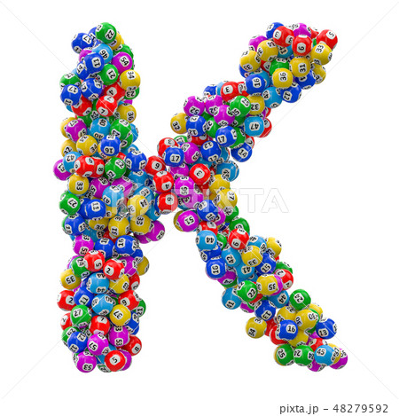 Alphabet letter K from lottery balls. 3D rendering 48279592