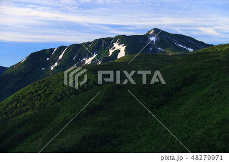 北アルプス太郎平からの山々　黒部五郎岳の雄姿 48279971