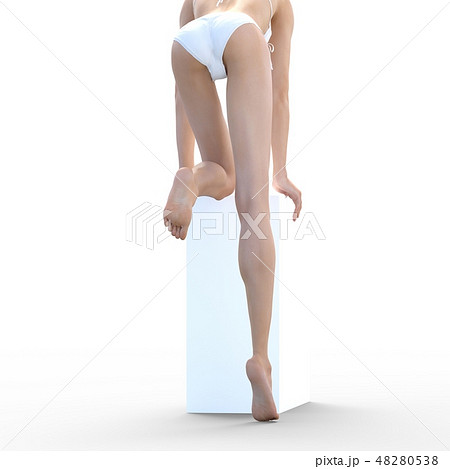 足の裏を見せる若い女性　permingリアル3DCGイラスト素材 48280538